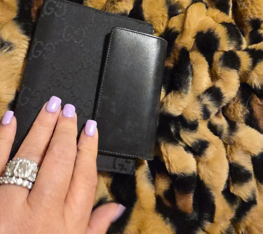 Gucci Brown Box with Black Leather & GG Canvas Wallet